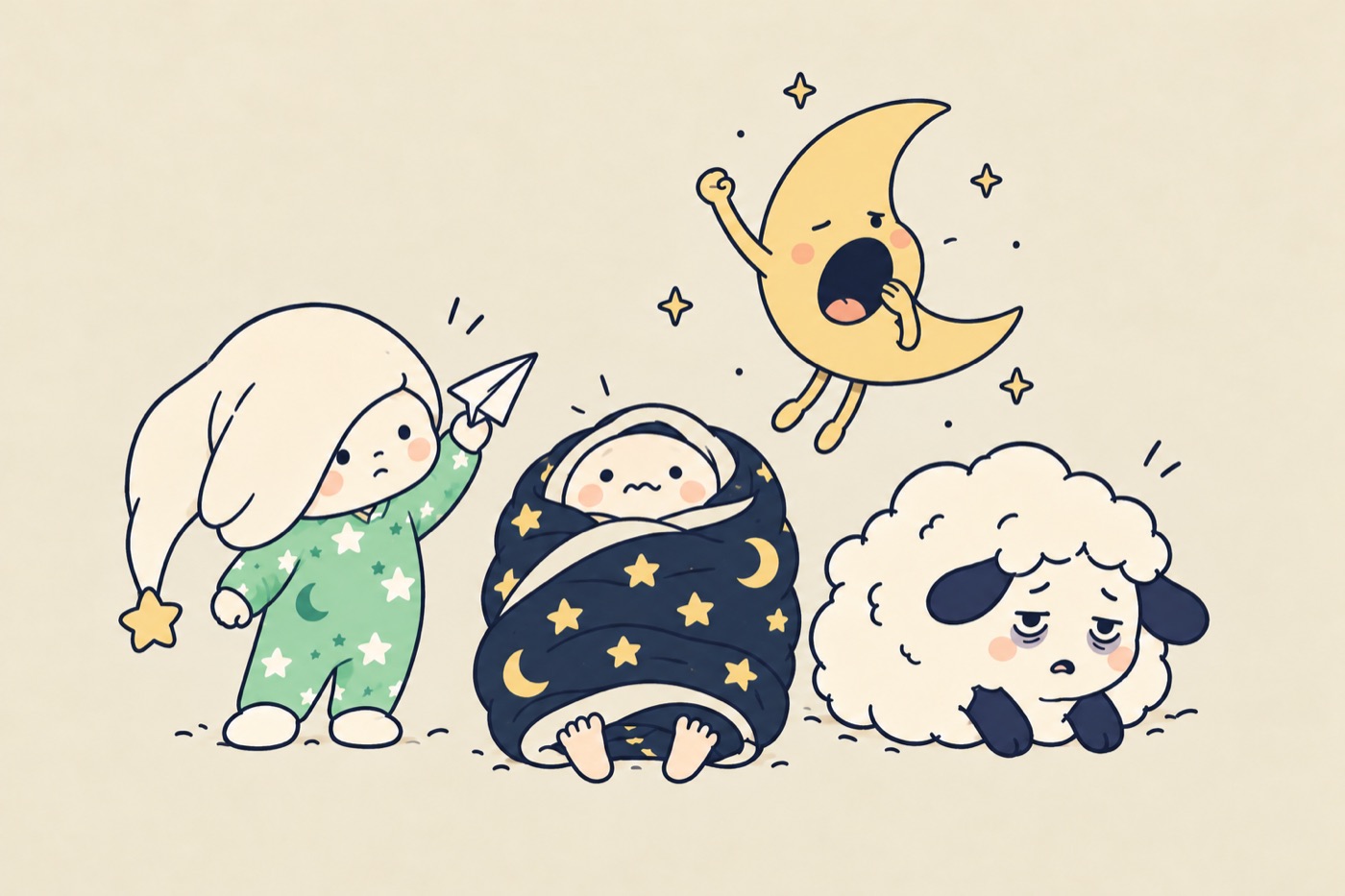 꼬모, 뒤척이, 초승이, 세미가 나란히 선 단체 사진